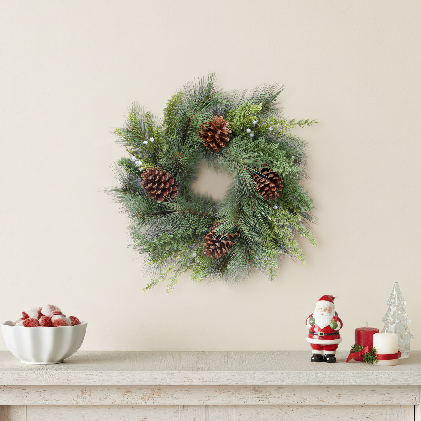 14" Uv Treated Juniper,Pine,Cone Wreath