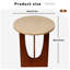 Table d'appoint ronde en forme de travertin de 21,2 po, table de bout moderne en pierre et table de chevet avec base en bois massif, table d'appoint pour le salon, la chambre à coucher ou les petits espaces