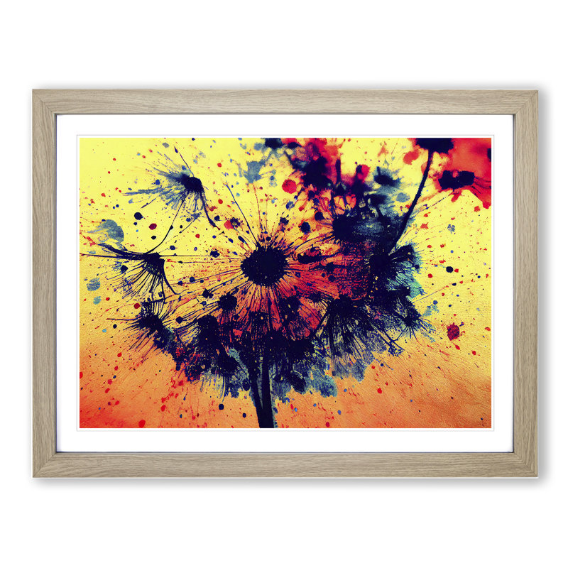 Dandelion Splash - Framed Print, 34cm H x 46cm W x 2cm D, Oak