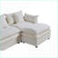 Canapé modulaire en chenille moderne en U avec méridienne convertible Repose-pieds pour le salon | Chenille | Ivoire