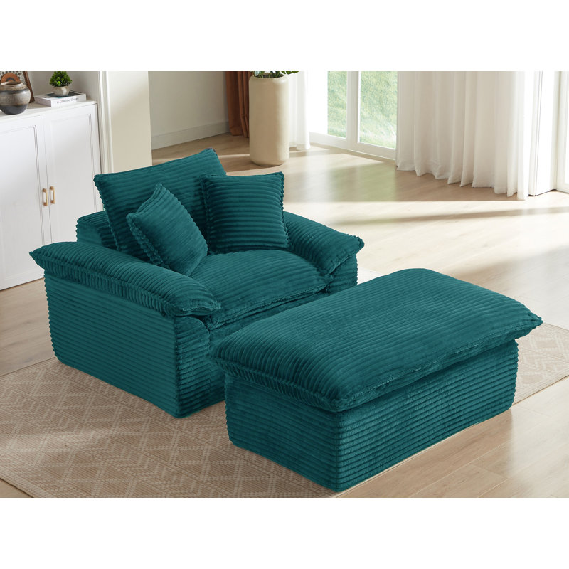 Fauteuil d'appoint avec repose-pieds, Vert