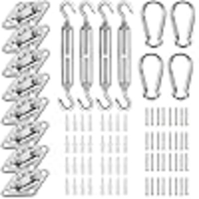 Ensemble de quincaillerie de voile d'ombrage pour installation de voile d'ombrage rectangulaire en acier inoxydable de qualité 304 pour le jardin à l'extérieur, 80 pièces