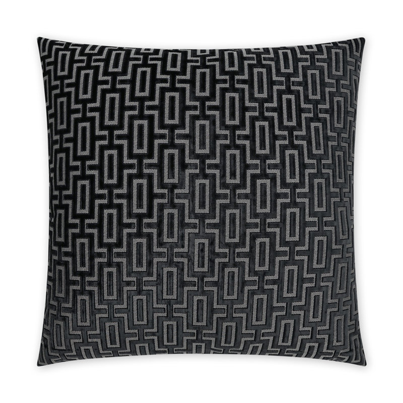 Bergman Geometric Throw Pillow, Onyx, Square 22"