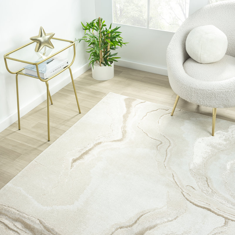 Tapis beige crème Abani GLAM GLA110A, Rectangle 6 pi x 9 pi