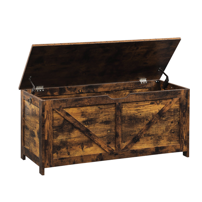 Coffre de rangement rustique brun avec design rétro et 2 charnières pour chambre à coucher L 39,5 po x l 15,7 po x H 17,7 po, capacité de poids de 300 livres Assemblage facile