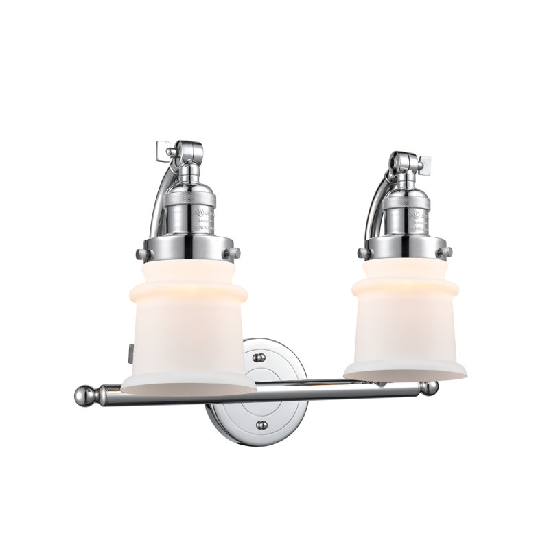 Éclairage pour salle de bain 2 lumières Alexandira, Boîtier blanc mat, Ampoule DEL 6 watts Vinage, Chrome poli