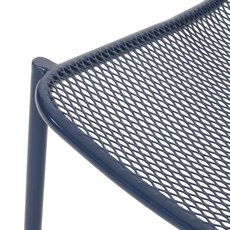 Kincaid Outdoor 3-Piece Conversation Set with IRON Frame - 2 Mesh Chairs & 1 Side Table, Matter Navy Blue, Navy Blue
