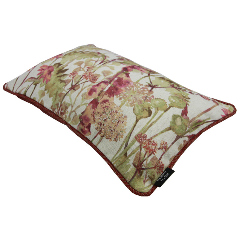 Epsilon Floral Rectangular Cushion, 50cm x 30cm, Filled Pillow, Spice