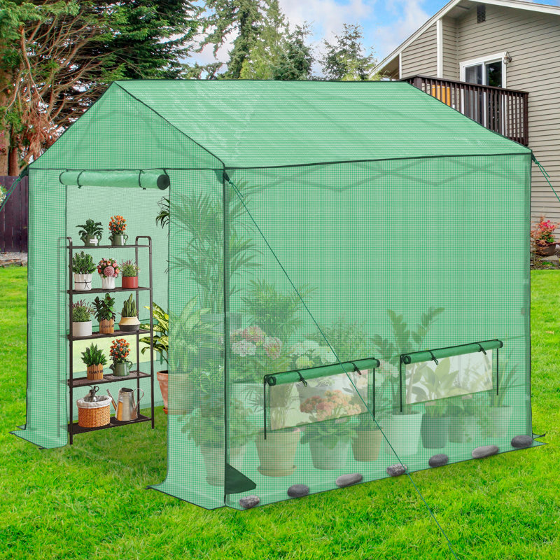 8' x 8' Pop Up Walk-In Greenhouse, Outdoor Garden Warm Hot House Portable Greenhouse, 7.9' H x 8' W x 8' D