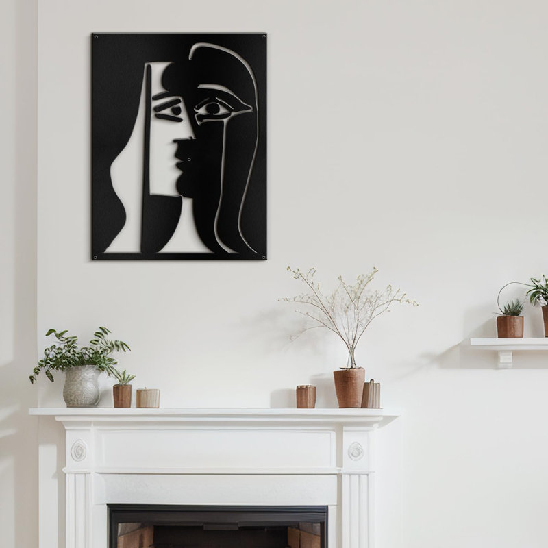 Décoration murale en métal, H 24 po x l 16 po x P 0,05 po, Noir