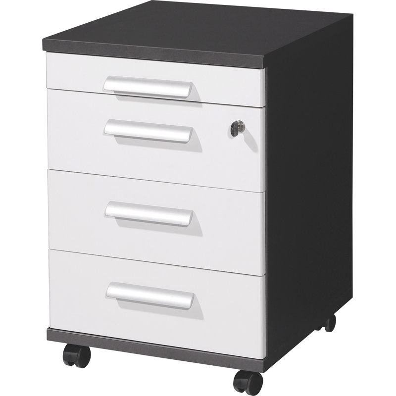 Saenz 41cm Wide 4 -Drawer Mobile File Cabinet, White/Anthracite