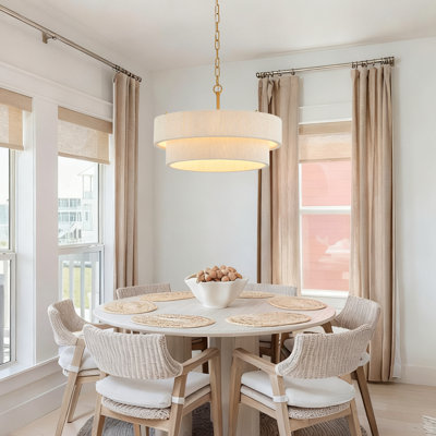 Lustre style campagne moderne 6 lumières avec abat-jour tissé à la main 19,69 pouces Dia