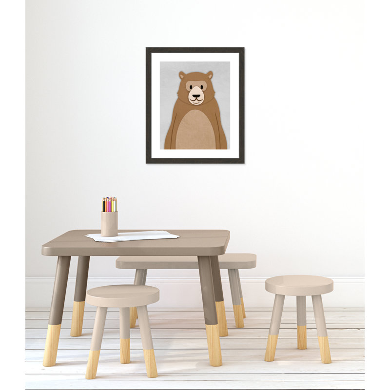 Adhésif décoratif Cheery Bear, H 24,5 po x l 20,5 po x P 0,6 po, Cadre plat à grain de bois noir