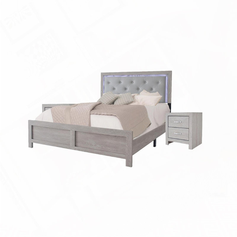 Très grand lit à panneau Modern, Beige, Grand