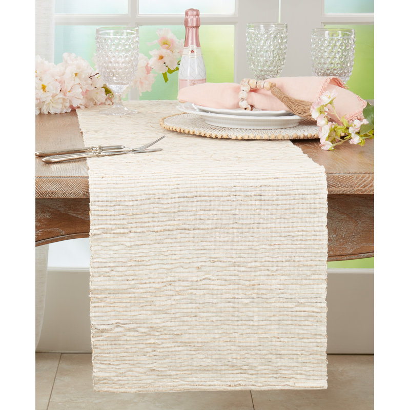 Beige Textured Polyester Table Runner, 23" x 19"