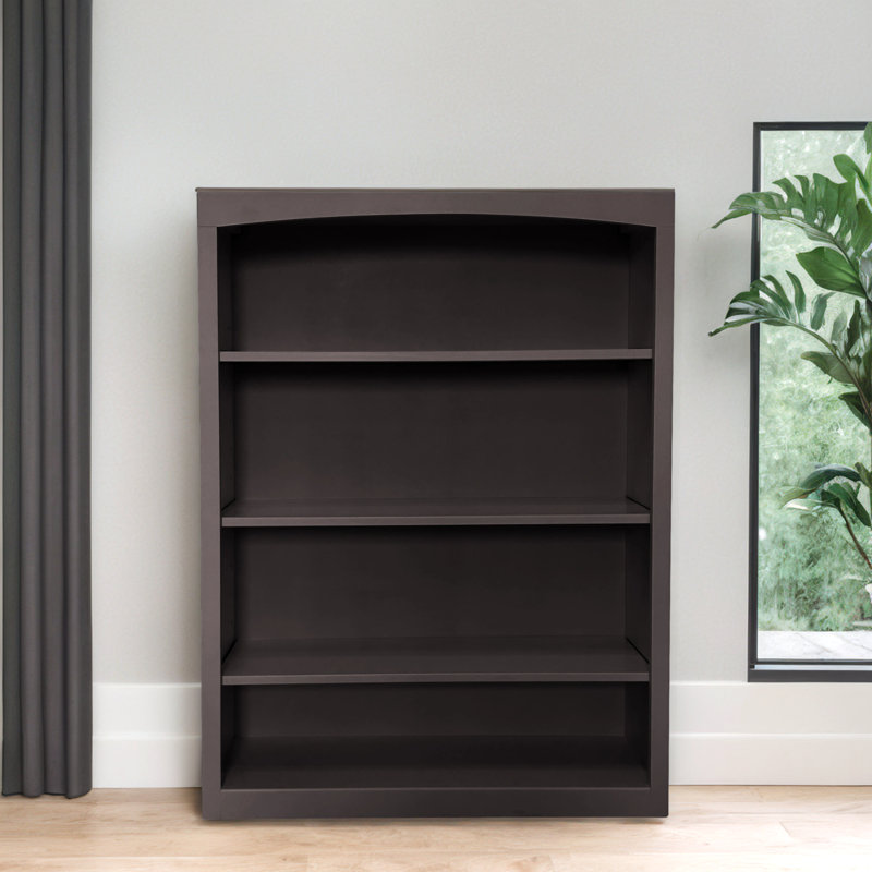 Ossy Solid Wood Classic Bookcase, (4 Shelves) 48"H x 36"W x 12"D, Solid Black