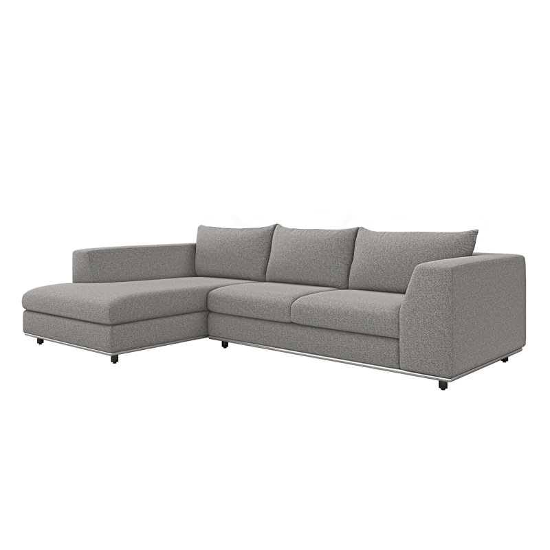 Canapé et méridienne de 112 po de largeur Comodo, Perle 100% polyester, Orienté à gauche (vu de face), Noyer