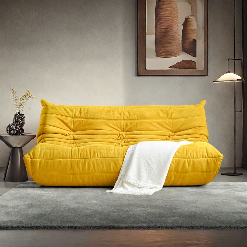 Canapé simple paresseux chenille, Suède jaune