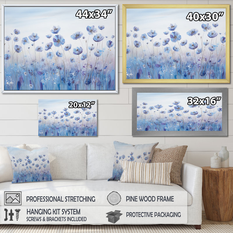 «Divine Cornflowers Blooming Field IV», reproduction sur toile, Toile tendue, H 12 po x l 20 po x P 0,5 po
