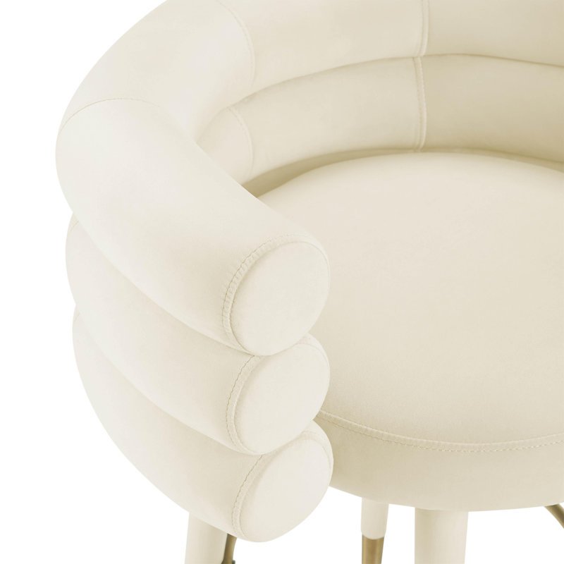 Velours crème Lowther Betty, Tabouret de comptoir (hauteur du siège 26,3 po)