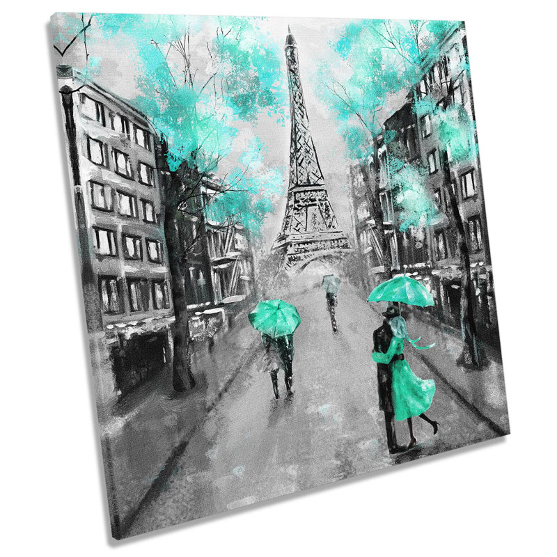 Eiffel Tower Paris Floral Picture - Wrapped Canvas Art Prints, 40.6cm H x 40.6cm W x 2cm D