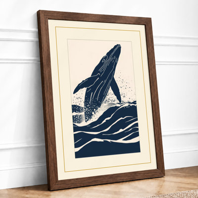 Whale Rising Coastal - Framed Print