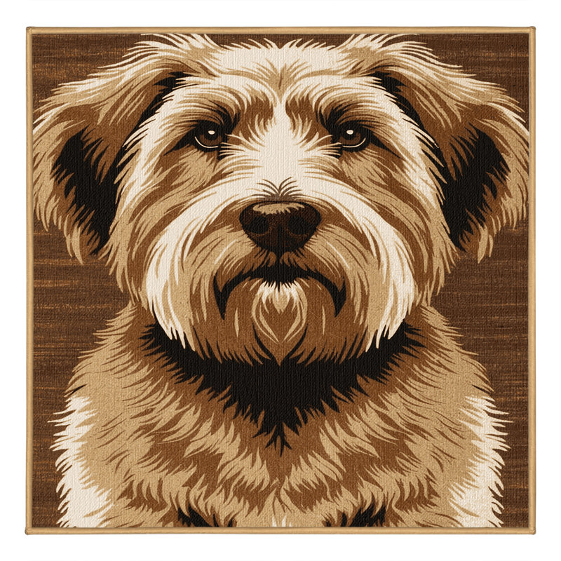 Washable Briard Dogs Area Rug, Round 5'