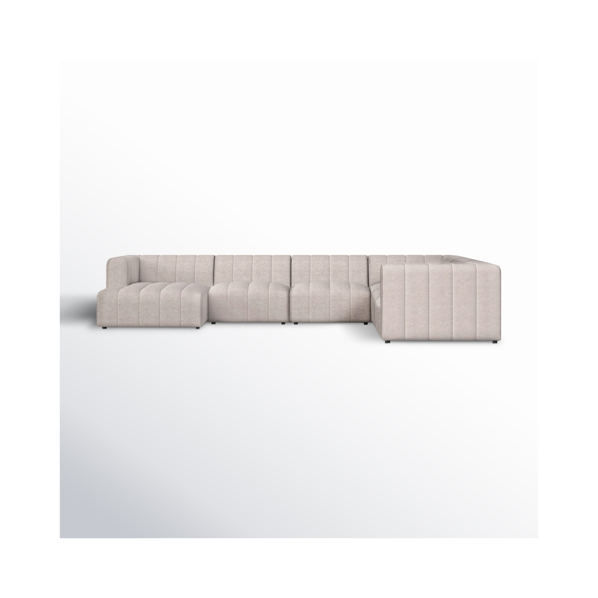 Bowry 6 - Piece Chaise Sectional, 28" H x 157" W x 129" D, Neutral Sandstone Polyester, Reversible