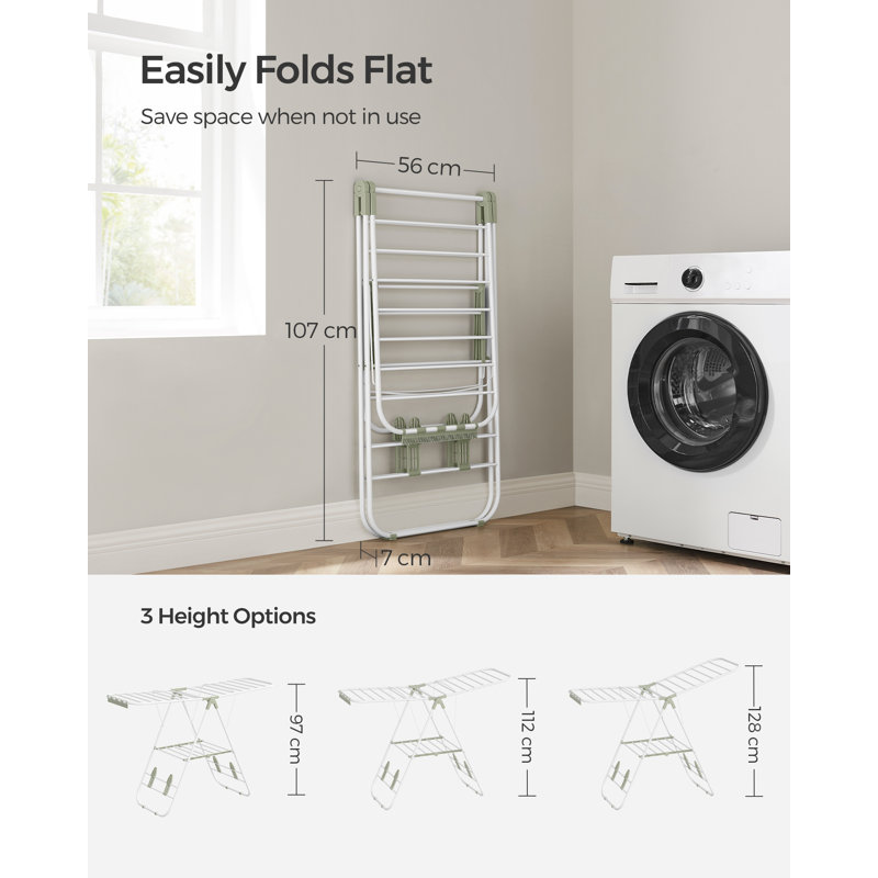 Foldable Gullwing Drying Rack, White/Green, 147cm W x 51cm D
