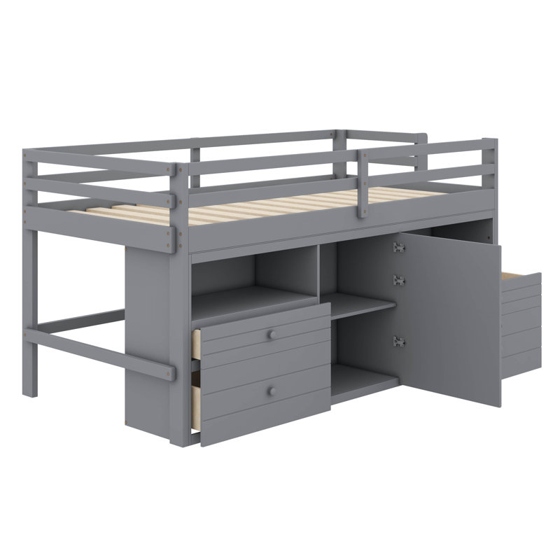 Lit mezzanine simple Jons Kids, gris