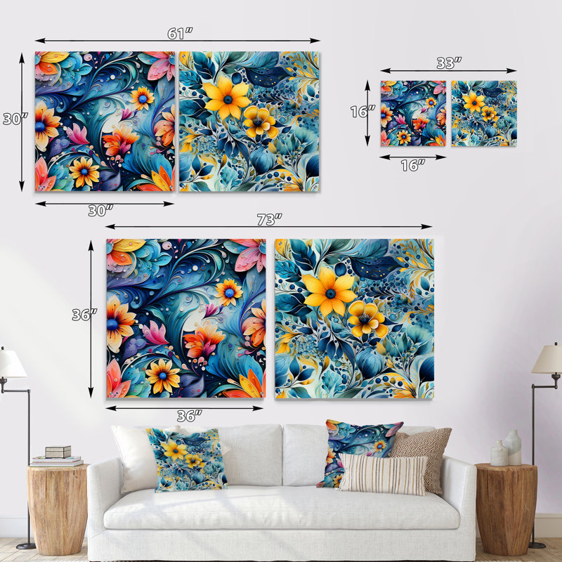 Tavistock - Ensemble de 2 peintures murales abstraites en acrylique, H 36 po x l 73 po