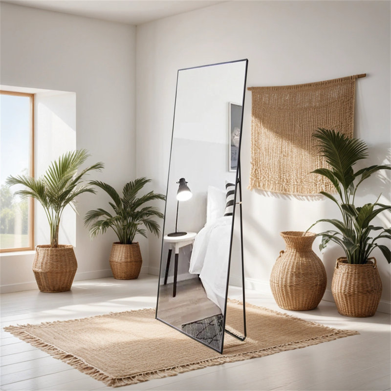 Randen Metal Rectangle Mirror, 59" x 16", Black
