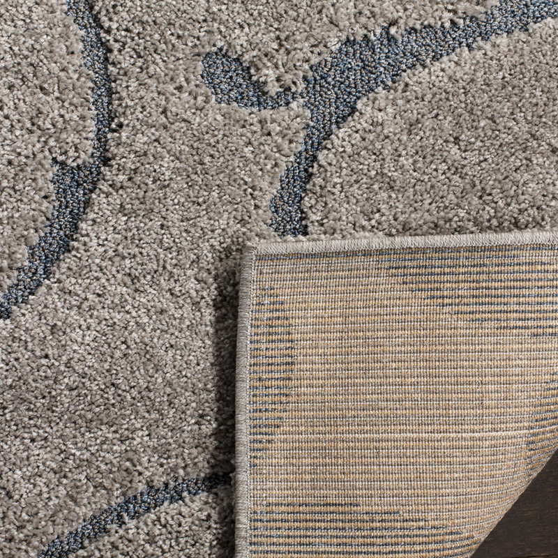 Amza Area Rug, Square 4', Gray/Light Blue