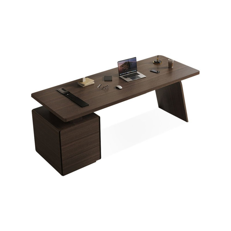 Bureau rectangulaire à 3 tiroirs Smoky Wood, Retour à gauche, H 29,53 po x l 70,87 po x P 27,56 po