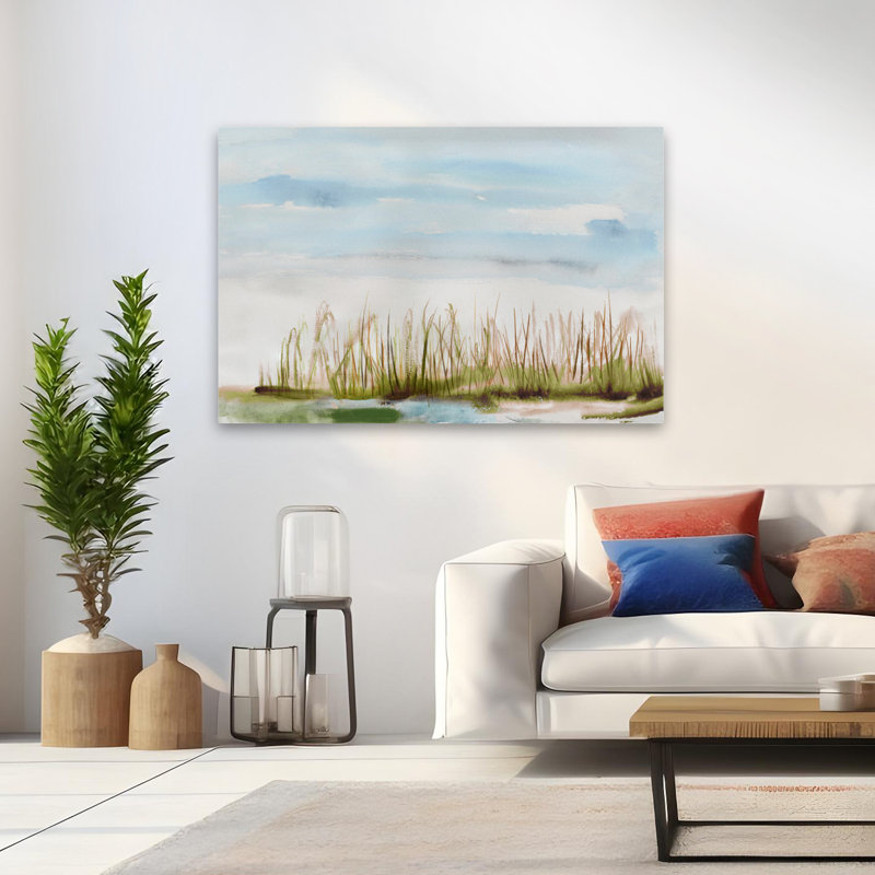 Aquarelle, paysage, nature, bleu, côtes, coquillages et corail, aquarelle, art contemporain, H 48 po x l 32 po