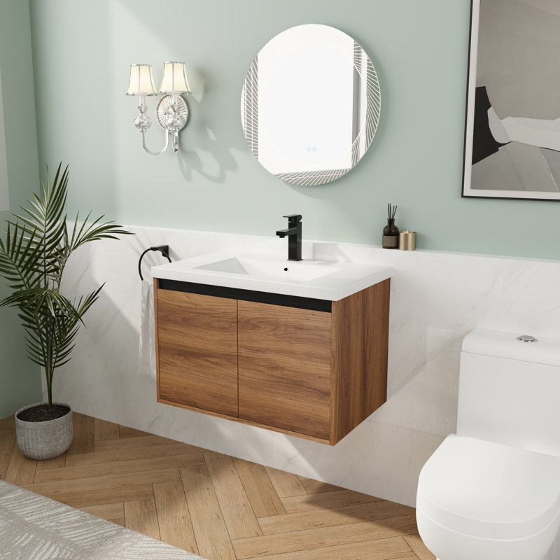 Petit meuble-lavabo tout-en-un 30 po avec lavabo et rangement, 30"