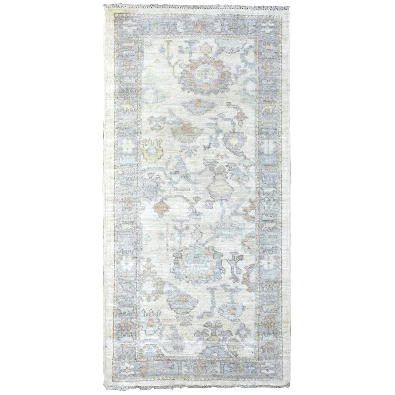 Tapis unique ivoire / gris / bleu clair de 3 pi x 6 pi