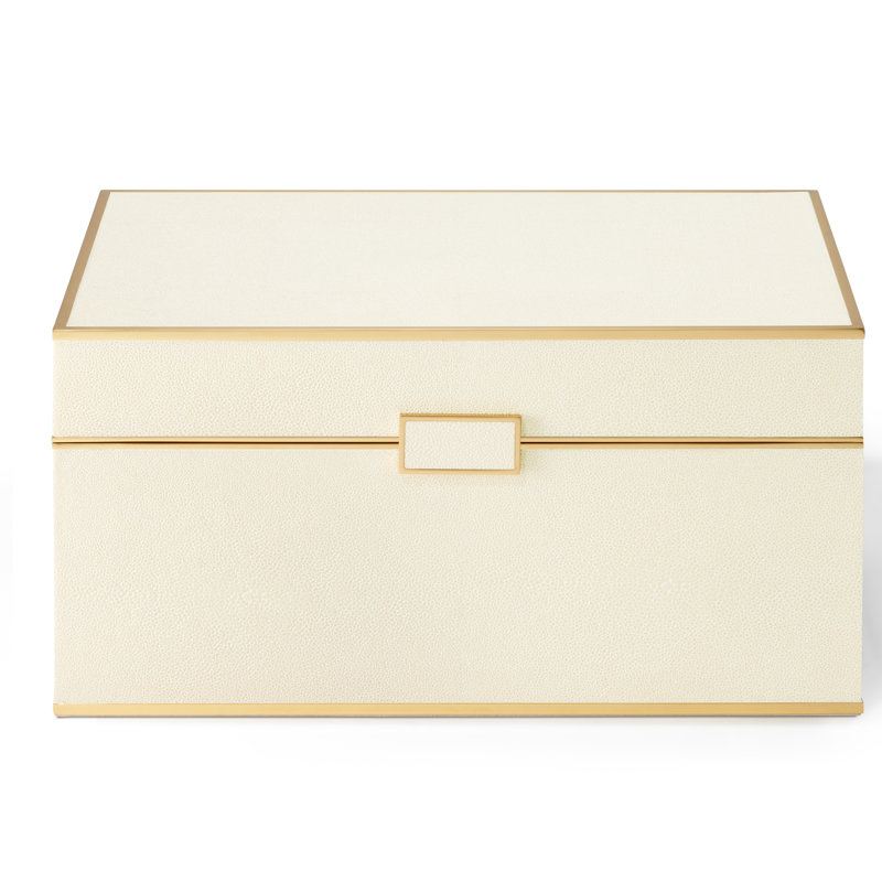 Cream Faux Shagreen Bar Tool Set with Brass Accents
