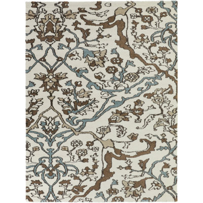 Lucania Rust/Blue/Cream Floral Transitional Area Rug