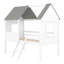 Lit simple mezzanine bas - deux fenêtres pour la chambre à coucher semi-fermée en bois de pin blanc et gris Playtime Stable