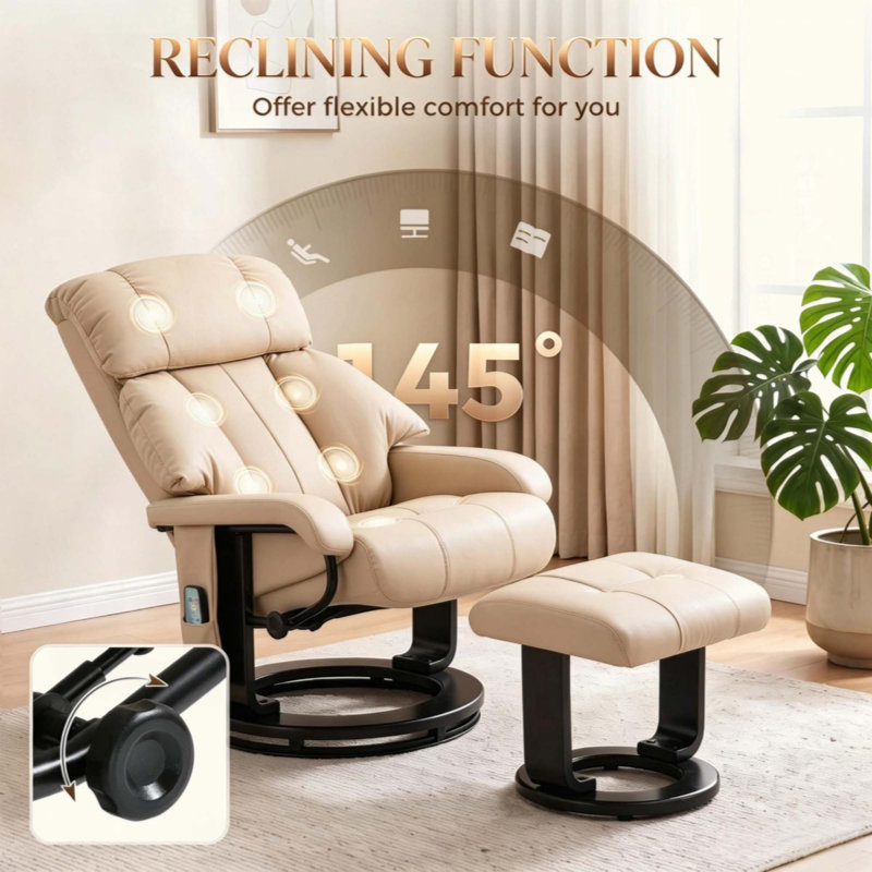 Fauteuil inclinable pivotant avec repose-pieds, fauteuil de massage avec repose-pieds, fauteuil inclinable de luxe, fauteuil, siège de cinéma maison, fauteuil de massage avec repose-pieds