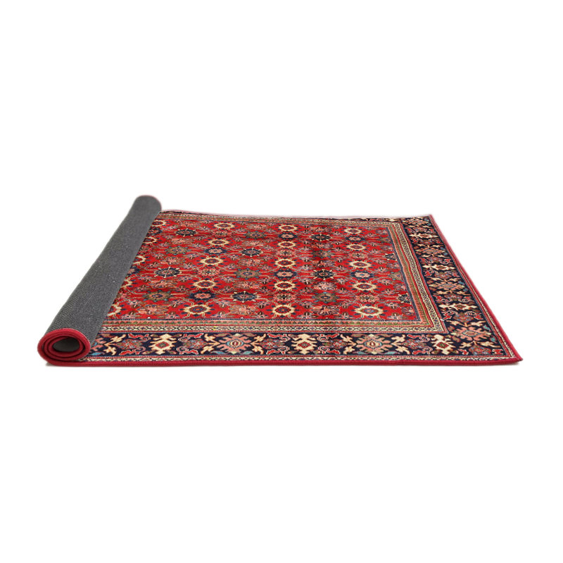 Tapis traditionnel rouge / beige Tiphonnet, Carré 5 pi