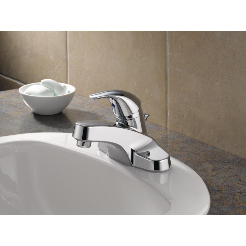 Core Centerset Bathroom Faucet with Drain Assembly, 2-handle Bathroom Sink Faucet, Chrome, Metal Drain Assembly