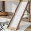 Lit simple mezzanine bas avec glissade, échelle, barrières de sécurité, lit mezzanine simple en bois d'hévéa, naturel