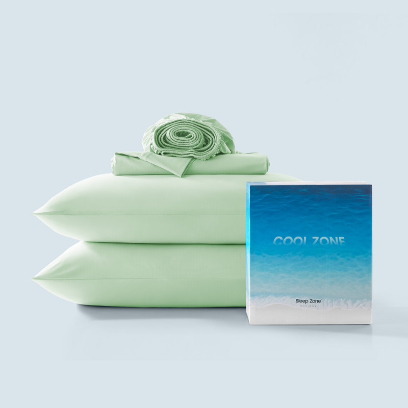Sleep Zone Cooling Sheet Set, Queen Sheet Set with 2 Pillowcases, Green