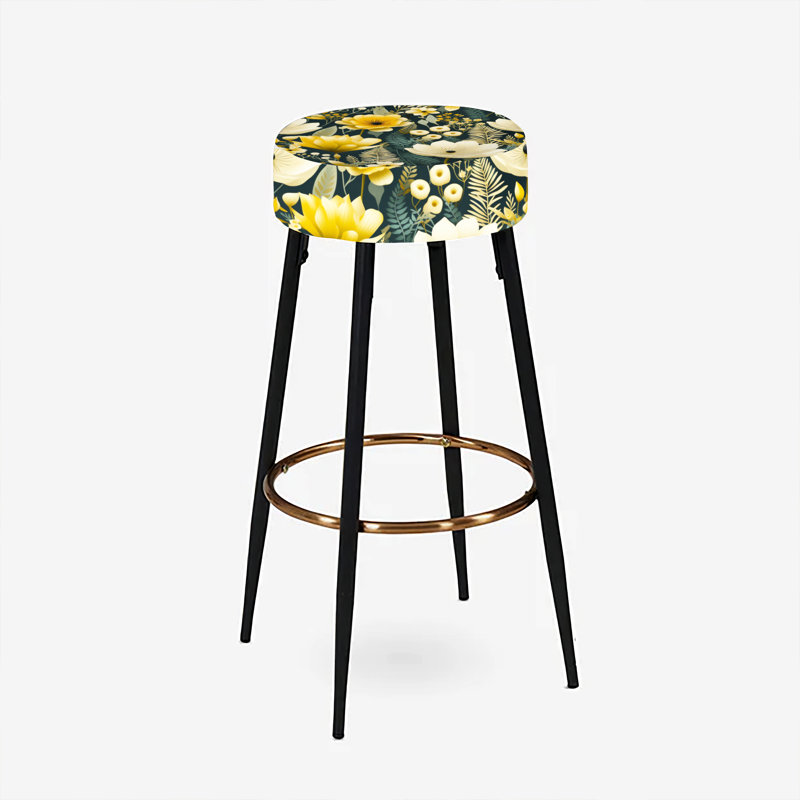 Ensemble de 2 tabourets de bar rétro Floral Revival Botanical