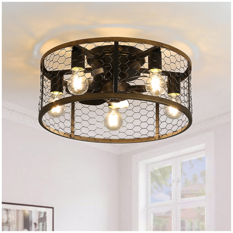 Ventilateur de plafond industriel en cage de 20 pouces, avec moteur à courant continu réversible à 7 pales ABS, petit ventilateur encastré pour ferme