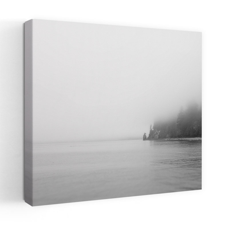 Foggy Coast 2, art abstrait de paysage côtier, H 18 po x l 18 po