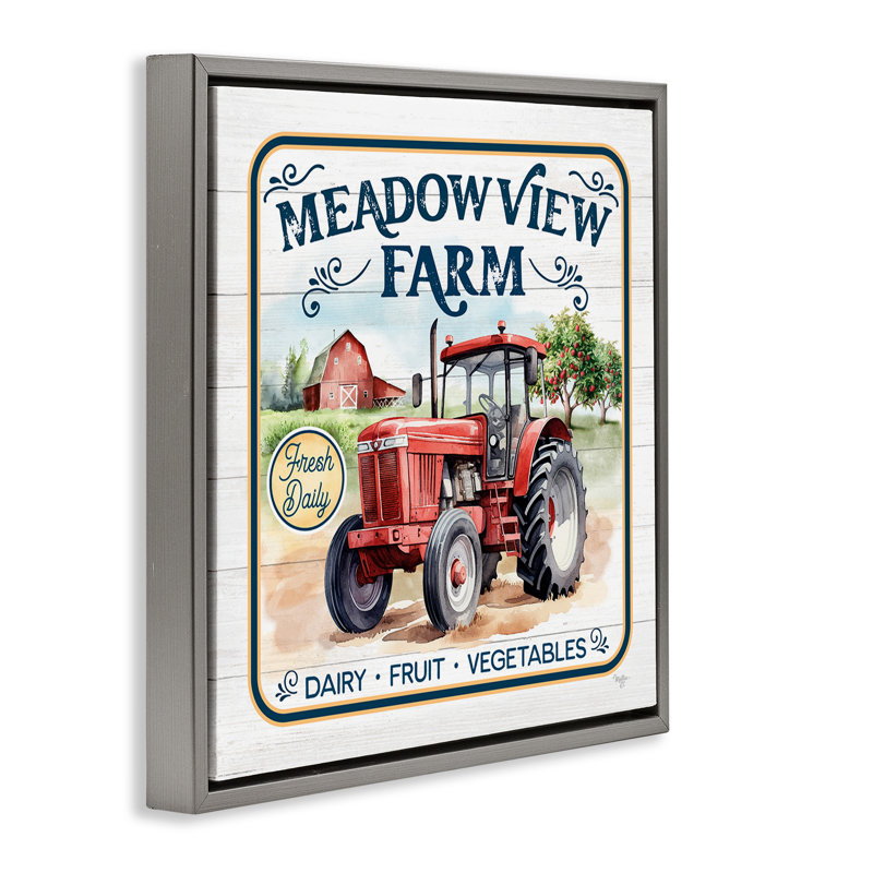 «Meadowview Farm Tractor», encadrée par Mollie B., Cadre flottant gris lustré, H 18 po x l 18 po