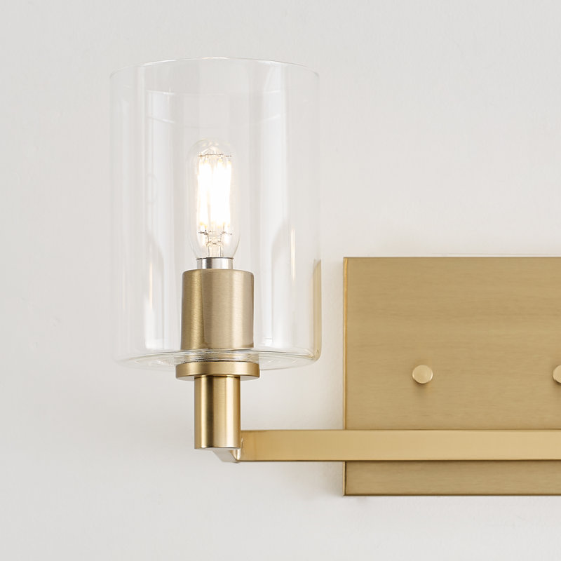 Haines 2 Light Transparent Dimmable Vanity Light, Satin Brass